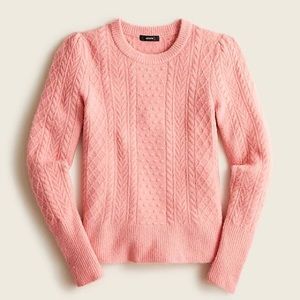 Stretch wool cable-knit crewneck sweater xs